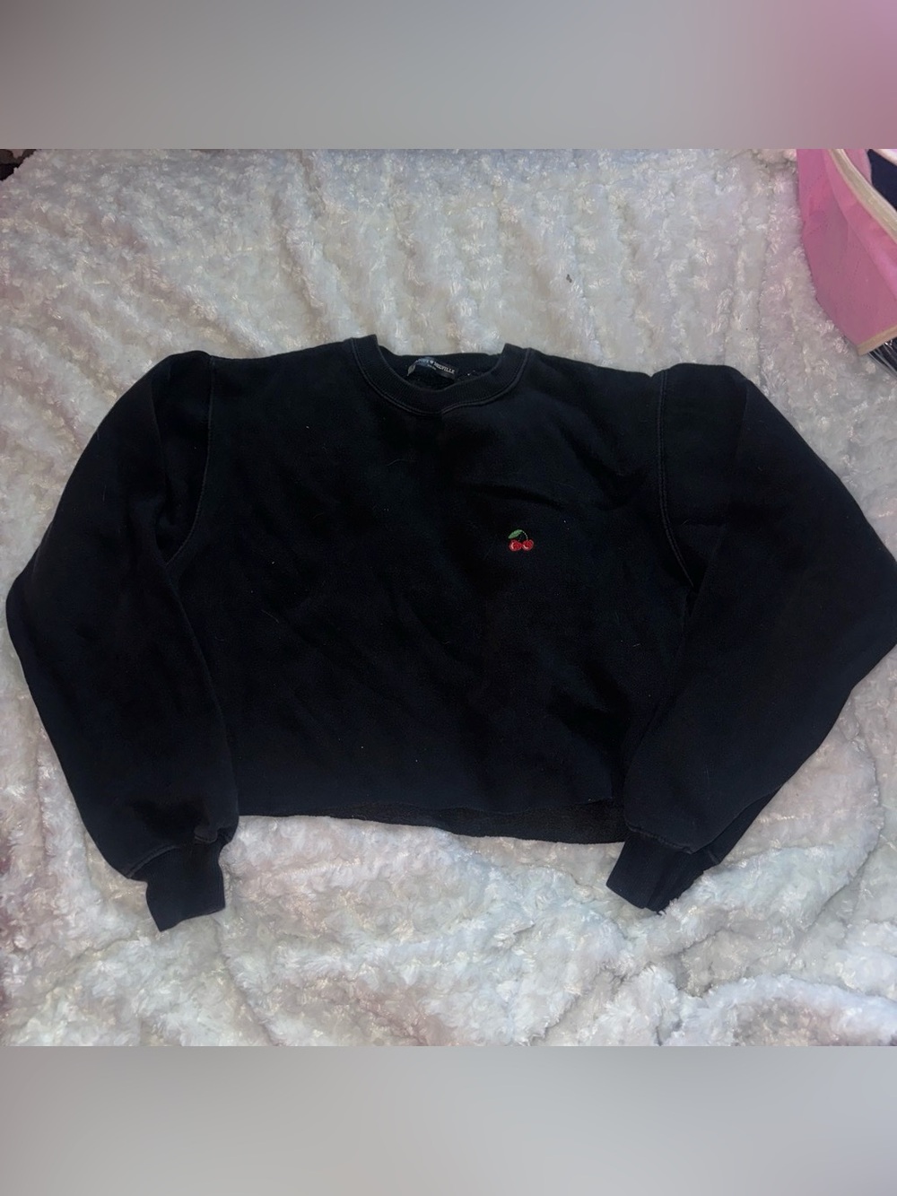 Brandy Melville Black Crewneck with Cherry Logo